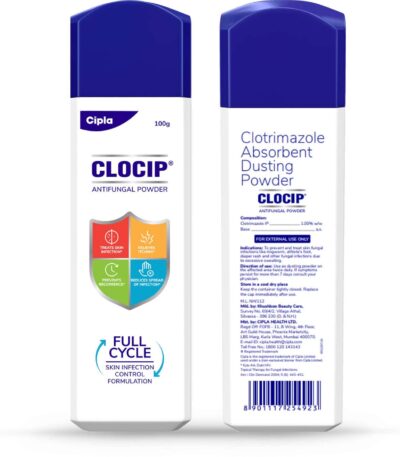 Clocip Anti-Fungal Dusting Powder for Skin Infections, Itching & Rashes