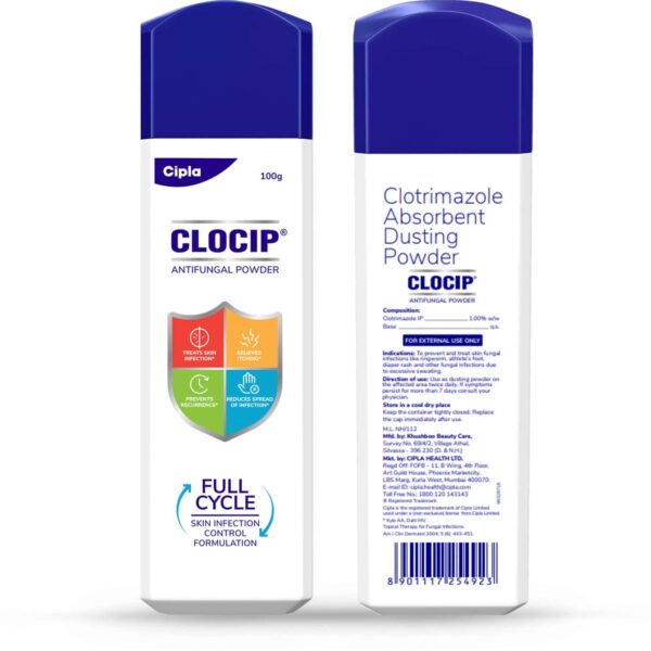Clocip Anti-Fungal Dusting Powder for Skin Infections, Itching & Rashes