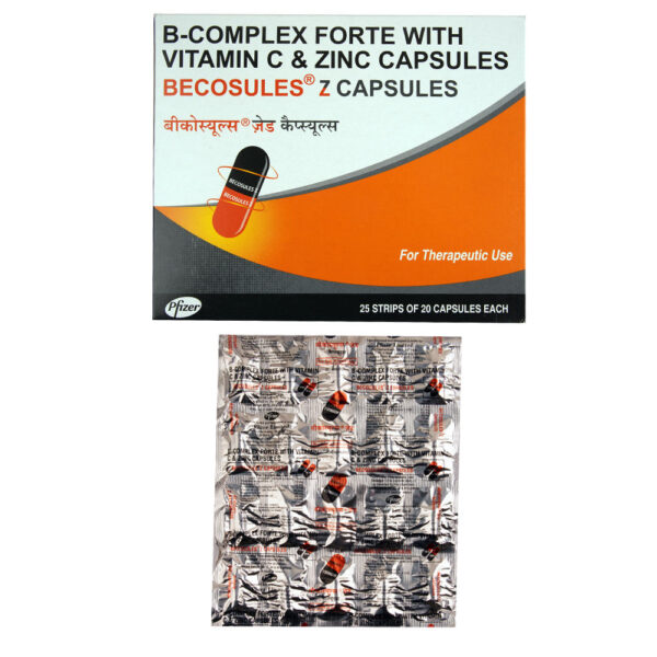 Becosules Z Capsule | Vitamin B-Complex with Zinc | For Energy, Immunity & Skin Health