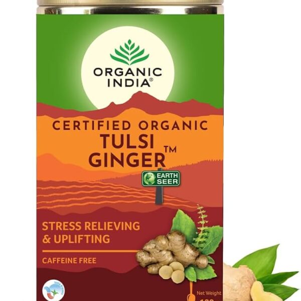 Organic India Tulsi Ginger Green Tea 100 Gm Tin
