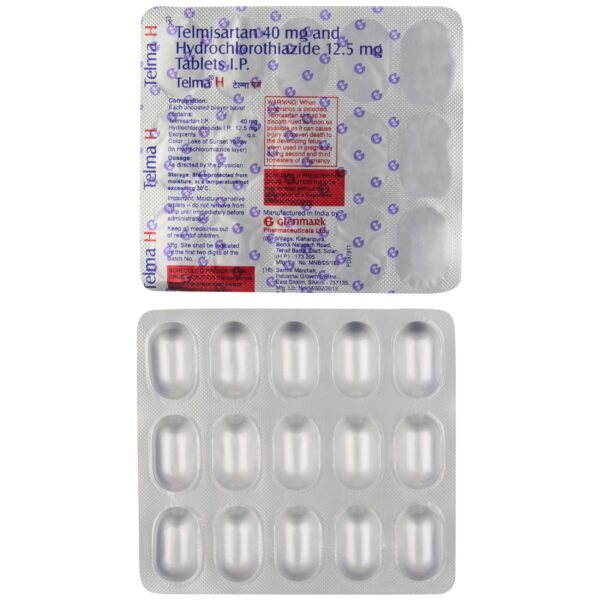 Telma H Tablet 40/12.5 mg – Telmisartan 40 mg + Hydrochlorothiazide 12.5 mg for Hypertension