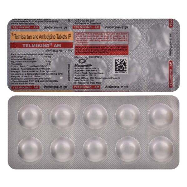 Telmikind-AM Tablet 40/5 mg – Amlodipine 5 mg + Telmisartan 40 mg Combination for Hypertension