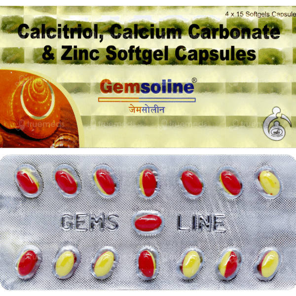 Gemsoline Capsule – Calcitriol + Calcium + Zinc Softgel Capsule for Bone & Mineral Support