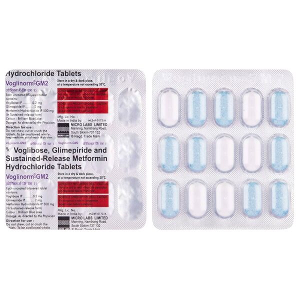 Voglinorm GM 2 mg Tablet | Glimepiride 2 mg + Voglibose for Type 2 Diabetes