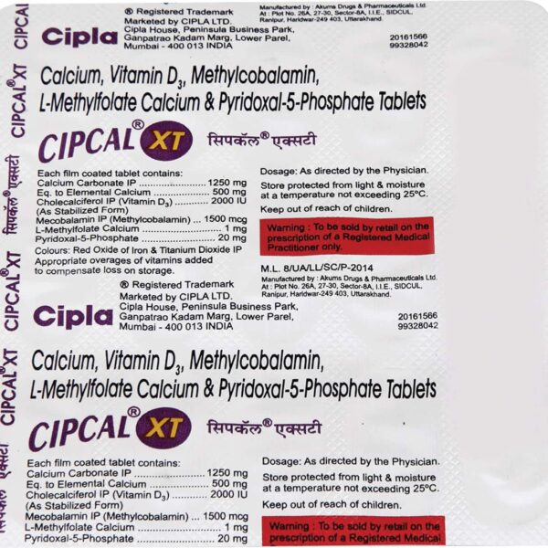 Cipcal XT Tablet (Calcium + Vitamin D3 + Minerals)
