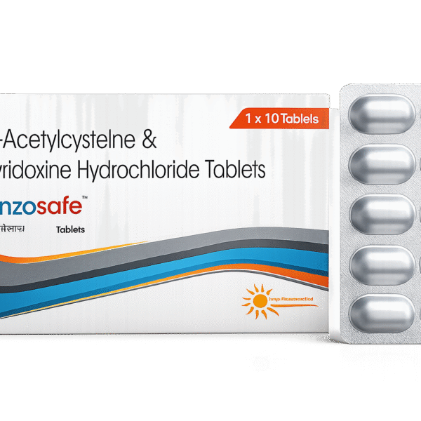 Jinzosafe Tablet (N-Acetylcysteine 600 mg + Pyridoxine Hydrochloride 50 mg)